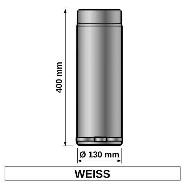 ediFire Teleskop-Ofenrohr Ø 130 mm, 400 mm, weiß