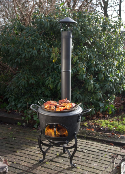Terrassenofen / Balkonofen Globe-fire Volcano schwarz mit Rauchrohr