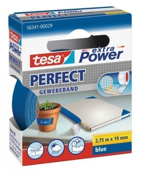 tesa® extra Power Perfect Gewebeband 2,75 m x 19 mm blau
