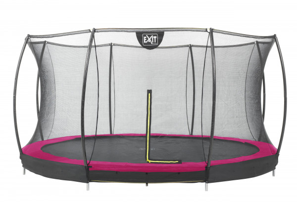 Trampolin EXIT Silhouette Ground mit Sicherheitsnetz Ø427cm pink