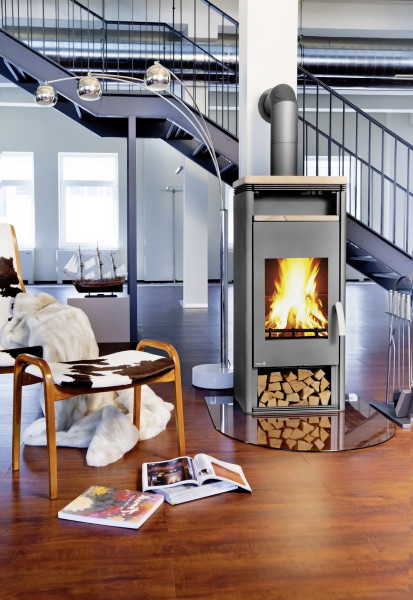 Kaminofen Wamsler KF 111 Orpheus OF-W gussgrau / Sandsteintop 6 kW