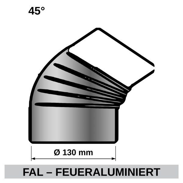 ediFire Ofenrohrbogen 45° Ø 130 mm, feueraluminiert