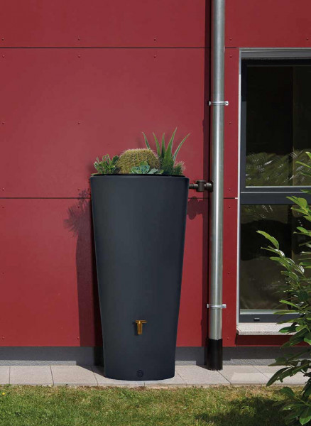 Regentonne VASO 2in1 220L mit Pflanzschale graphit grau 4Rain 295640
