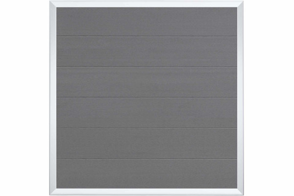 CARYS WPC-Rahmenzaun Grau mit Alu-Rahmen Silber, 180 x 180 cm