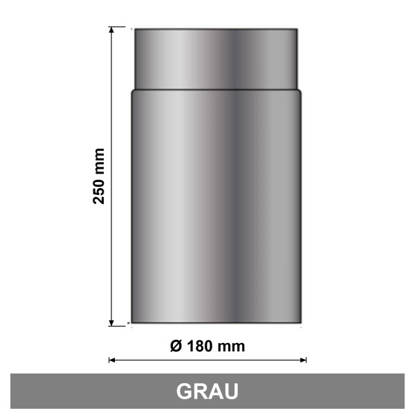 EdiFire Ofenrohr Ø 180 mm, Länge 250 mm, grau