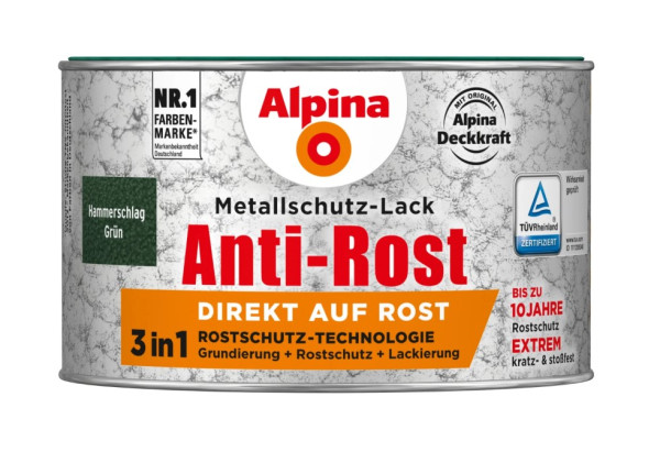 Alpina Metallschutz-Lack Anti-Rost Grün Hammerschlag 300 ml