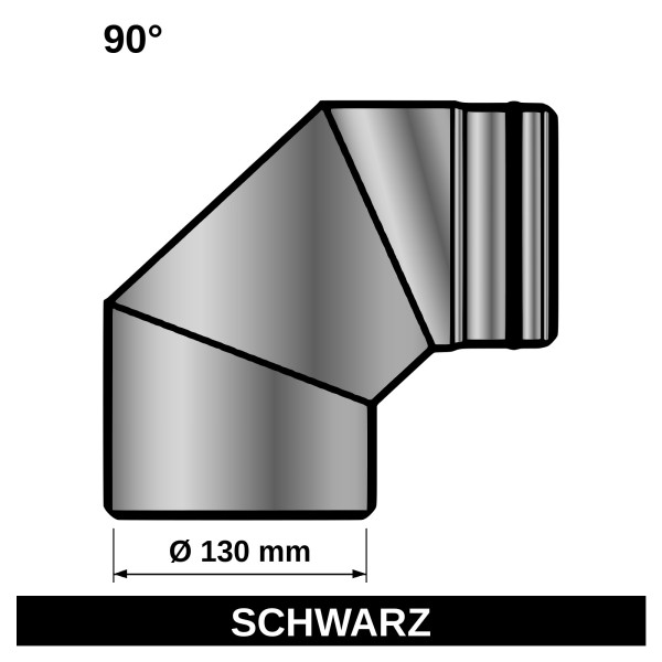 Ofenrohr / Rauchrohr Bogenknie 90° Ø130mm Senotherm schwarz ohne Tür