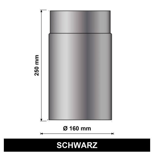 EdiFire Ofenrohr Ø 160 mm, Länge 250 mm, schwarz