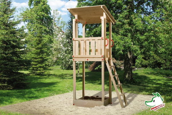 Spielturm Tabaluga Drachenturm Flachdach mit Sandkasten 100x82cm