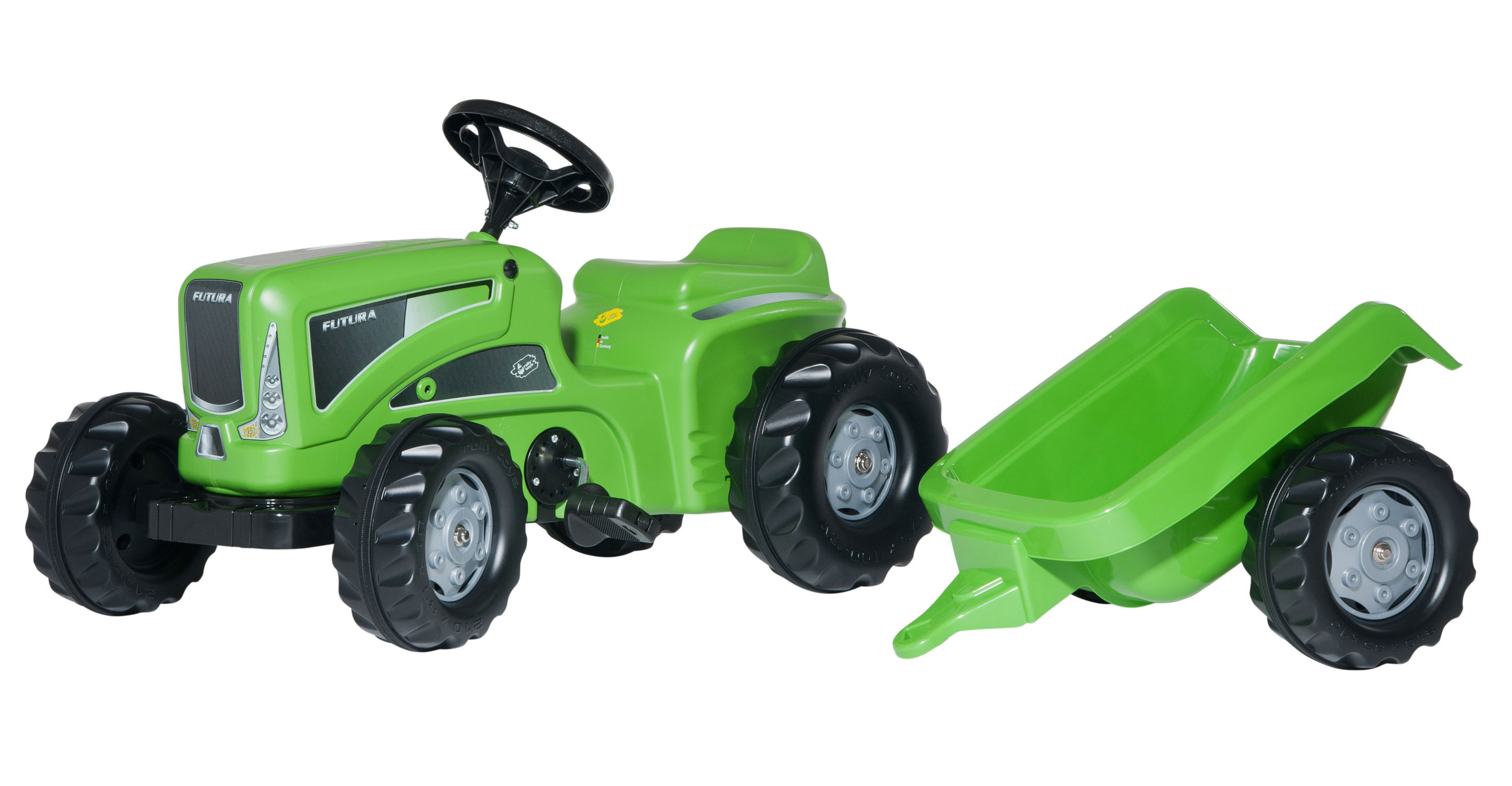 Trettraktor rollyKid-X Farbe grün mit Anhänger 