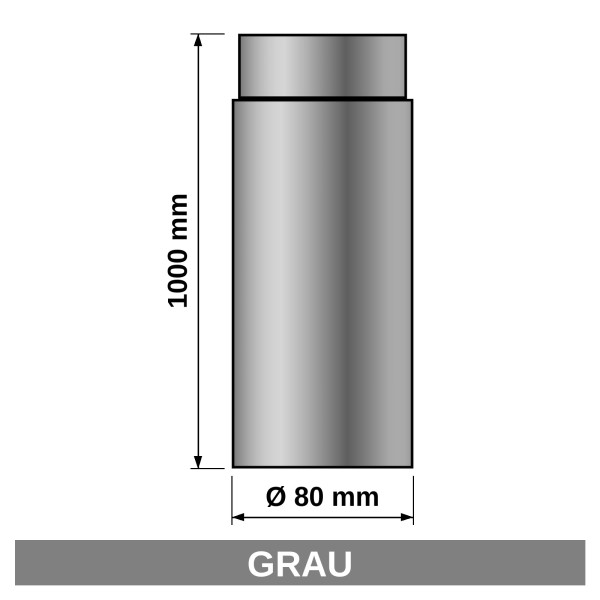 Ofenrohr für Pelletofen Senotherm 0,8mm grau Ø80mm Länge 1000mm