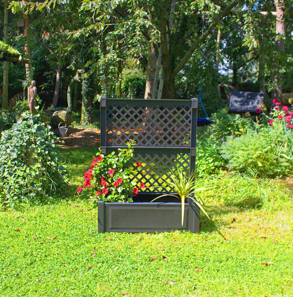 KHW Pflanzkasten gross mit Spalier 100 cm anthrazit