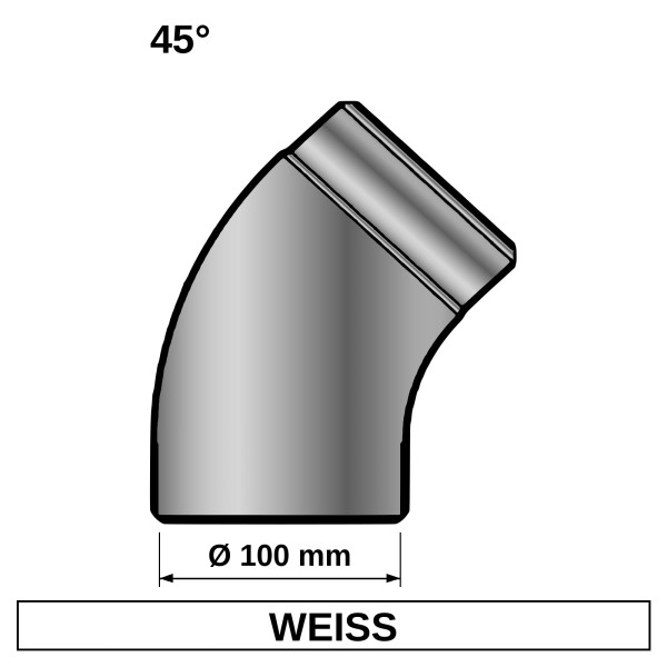 ediFire Ofenrohrbogen glatt 45° Ø 100 mm, weiß