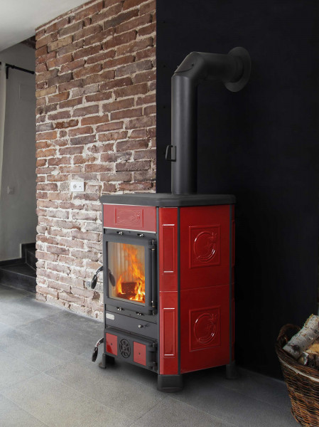 Kaminofen Bartz Bern Kacheln bordeaux 8,8kW