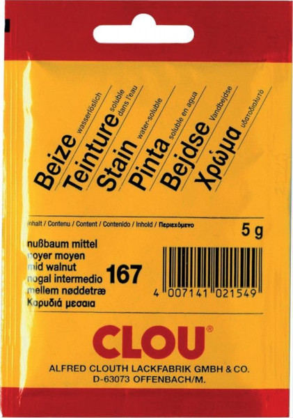 Clou Beize / Pulver-Beize wasserlöslich Nr. 167 nussbaum mittel 10g
