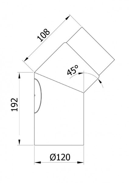 Ofenrohr / Rauchrohr Bogenknie 45° Ø120mm Senotherm schwarz mit Tür