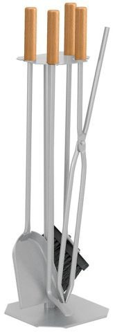 Kaminbesteck / Kamingarnitur Lienbacher Louis grau 4tlg. eckig 62cm
