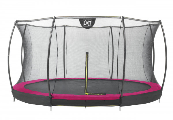 Trampolin EXIT Silhouette Ground mit Sicherheitsnetz Ø366cm Lime pink