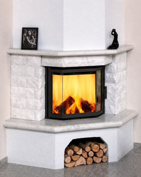 Kaminbausatz Hark Vermont mit Radiante 800/45K Marmor Naturweiß 8 kW
