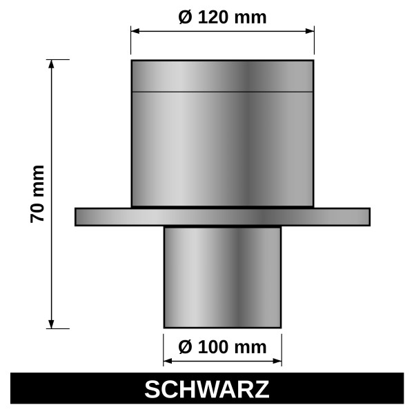 ediFire Ofenrohr-Erweiterung Ø 100 auf 120 mm mit Rosette, schwarz