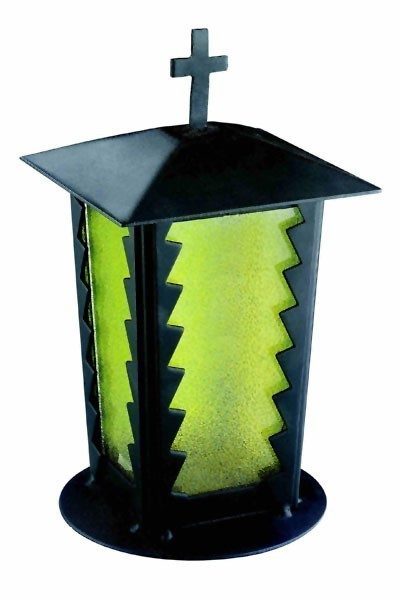 Grablaterne / Grablampe Stahl 24 cm Echtglaseinsatz