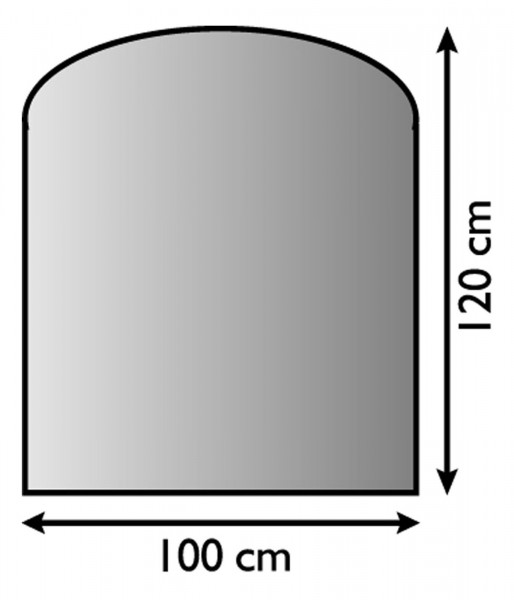 Funkenschutzplatte Stahl schwarz Segmentbogen 100x120cm