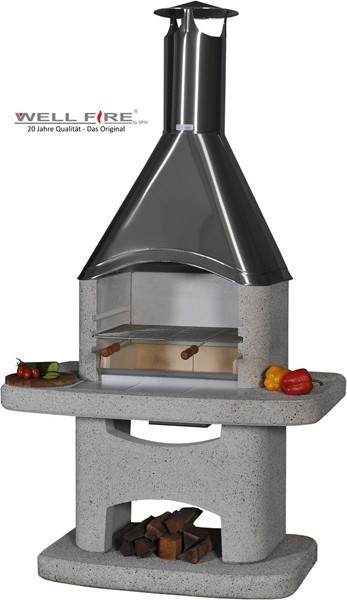 Wellfire Gartenkamin / Grillkamin Nova Edelstahl 202x110x73cm