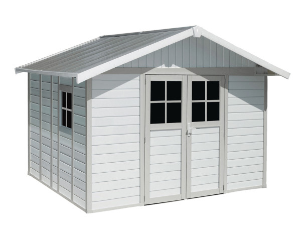 Grosfillex Gartenhaus Deco H 11 Kunststoff 315x355cm grau-grün