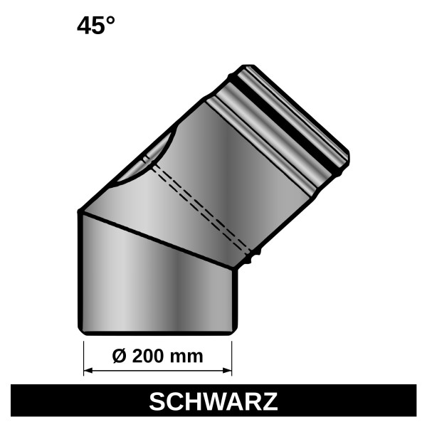 Ofenrohr / Rauchrohr Bogenknie 45° Ø200mm Senotherm schwarz mit Tür