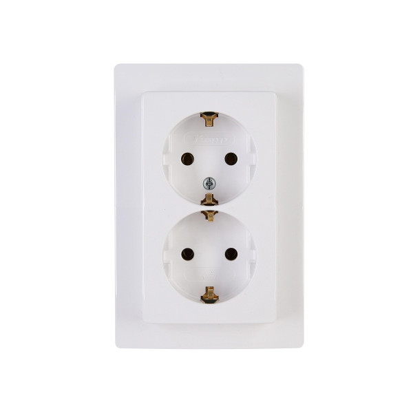 2-fach Schutzkontakt-Steckdose arktisweiß