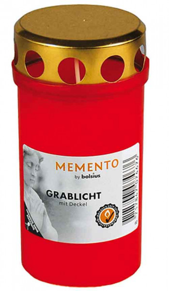 Bolsius Memento Grablicht Nr. 3 mit Deckel rot