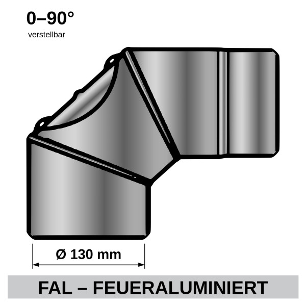 Ofenrohr / Rauchrohr FAL Bogenknie 90° Ø130mm 3tlg. mit Tür