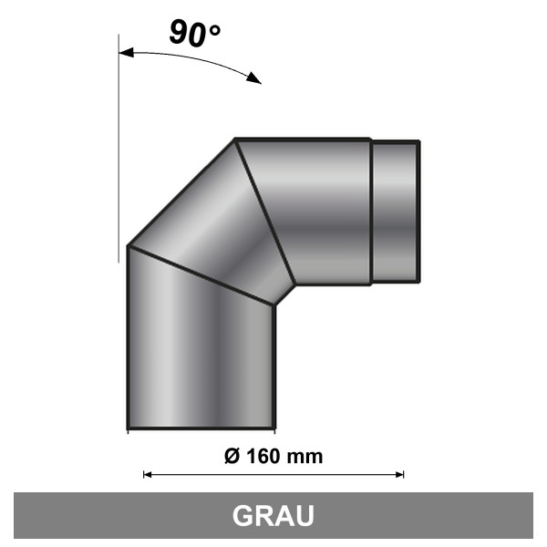 EdiFire Ofenrohrbogen 90° Ø 160 mm, grau