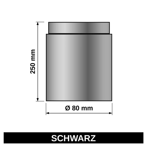 Ofenrohr für Pelletofen Senotherm 0,8mm schwarz Ø80mm Länge 250mm