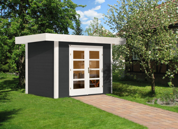 Weka Gartenhaus 28 mm Designhaus 126 Gr.1 anthrazit 356x293cm VD 50cm