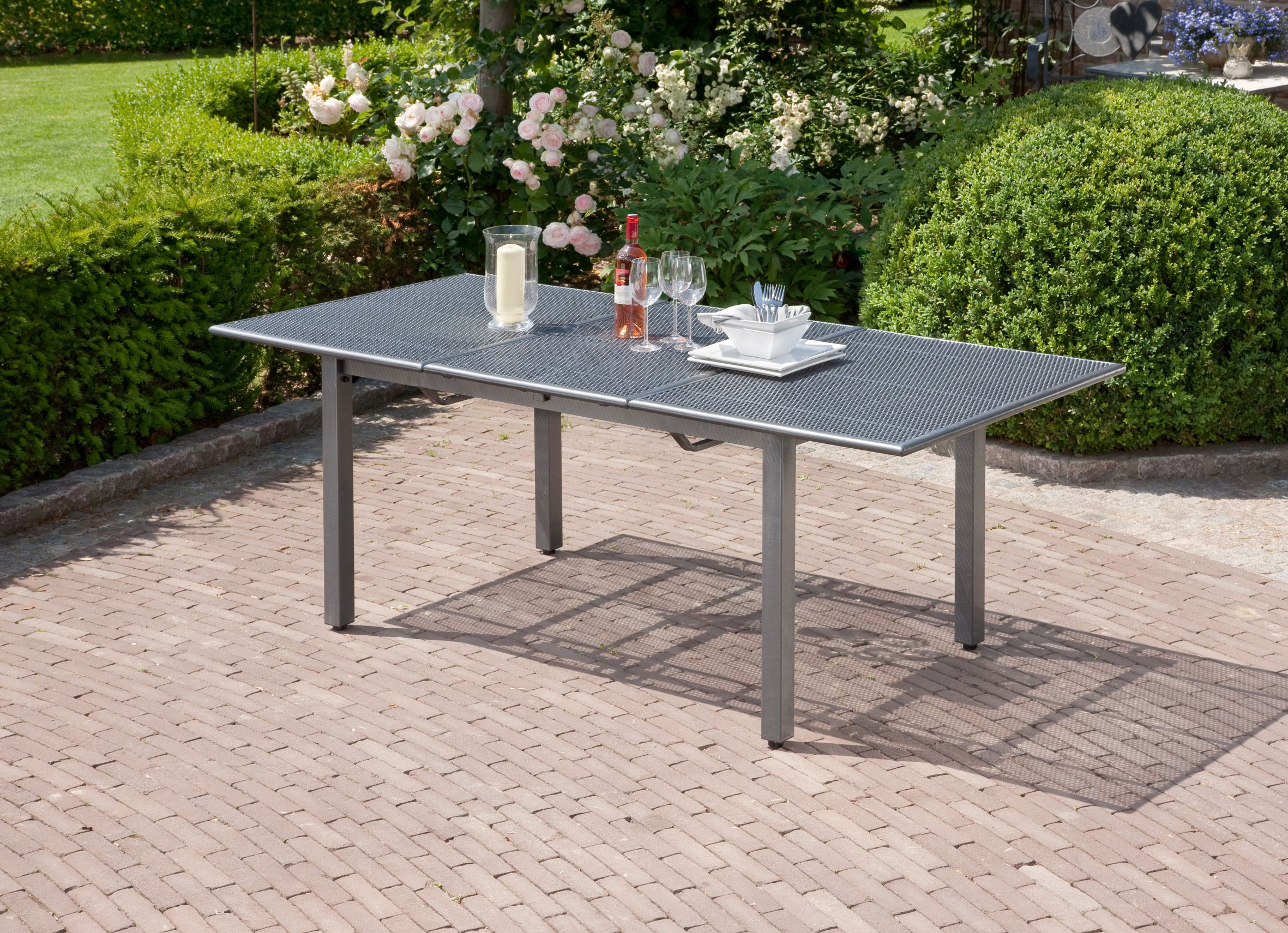 Gartentisch Toulouse 140/200x90x72cm Streckmetall ausziehbar eisengrau