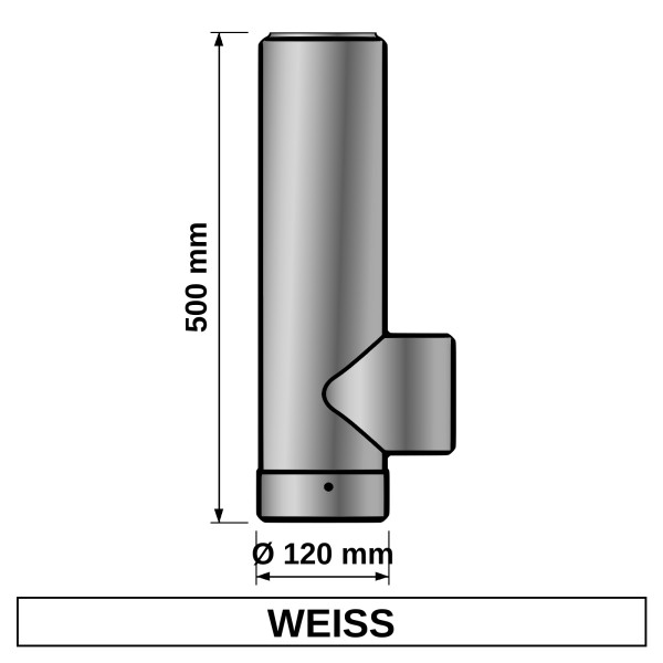 ediFire Ofenrohr-T-Stück mit Kapsel Ø 120 mm, 500 mm, weiß