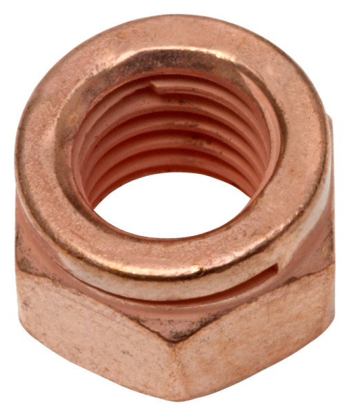 Auspuff-Schlitzmuttern M10, SW 14, Stahl verkupfert, 4 Stück