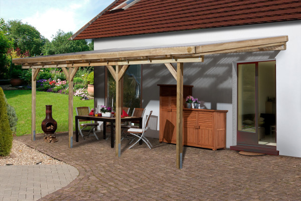 Terrassenüberdachung Weka 671 Gr.5 / Anlehn-Carport Gr3 kdi 704x306cm