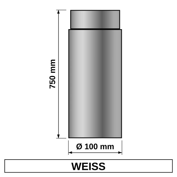 ediFire Ofenrohr Ø 100 mm, 750 mm, weiß