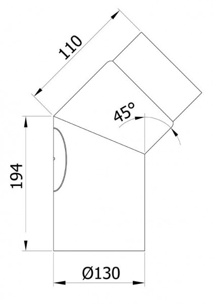 Ofenrohr / Rauchrohr Bogenknie 45° Ø130mm Senotherm grau mit Tür