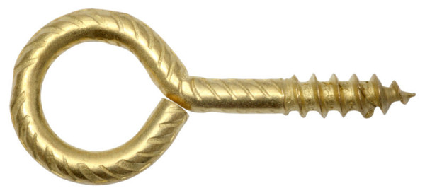 Ringschrauben 10 × 20 mm, Stahl vermessingt, 2 Stück
