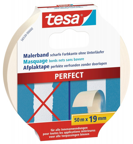 tesa Malerband PERFECT Malerkrepp für scharfe Farbkanten 50m:19mm