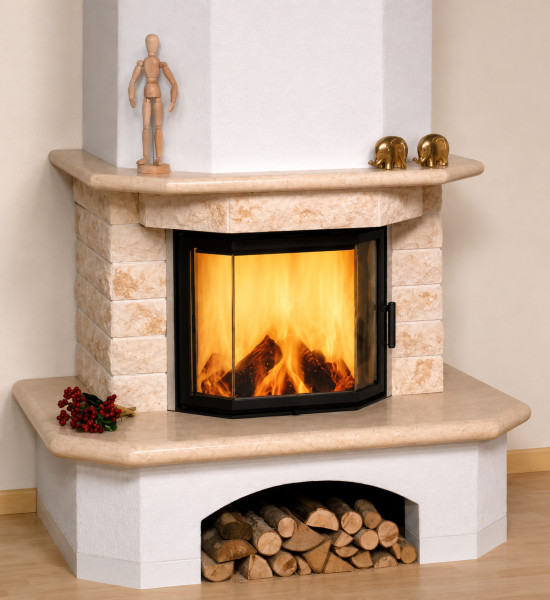 Kaminbausatz Hark Aspen mit Radiante 800/45K Marmor Classico-Beige 8kW