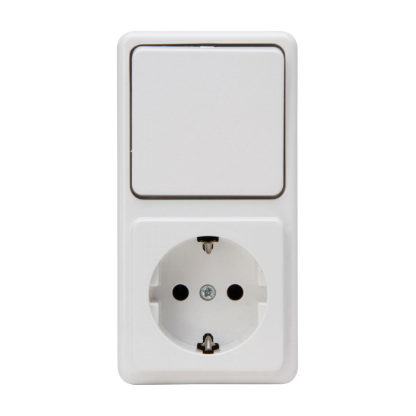Aus-/Wechselschalter-Steckdosenkombination arktisweiß