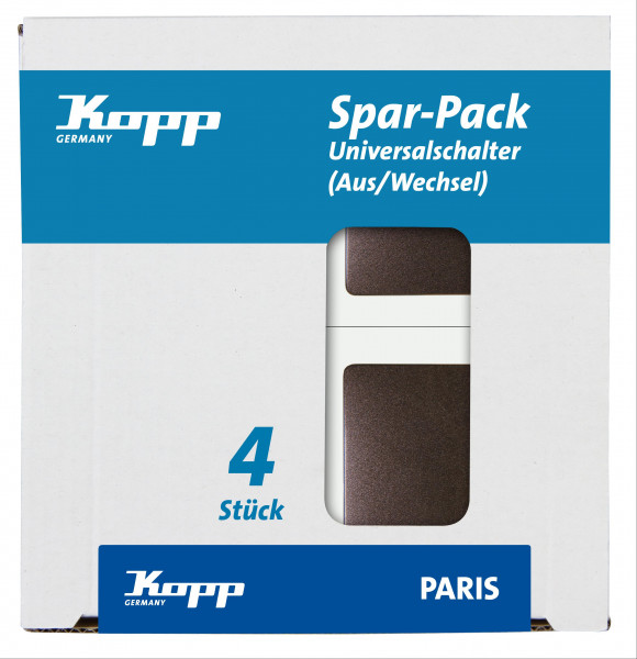 Kopp PARIS Universalschalter palisander - braun 4 Stück