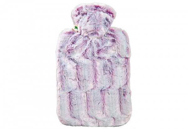Wärmflasche Mikrofaser Flausch lila-silber 25 x 19,5 cm