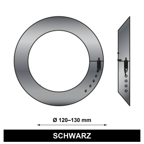 EdiFire verstellbare Rosette für Ø 120–130 mm, schwarz