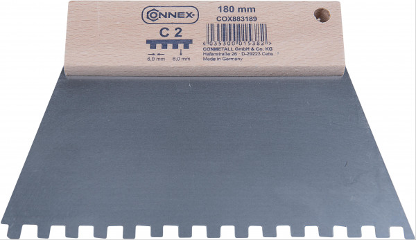 Zahnspachtel 180mm Z. C2 6,0x6,00mm