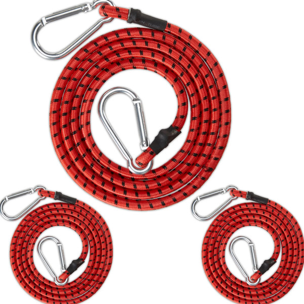 Spanngummi 3er Set mit Karabiner 175 cm x Ø 0,7cm